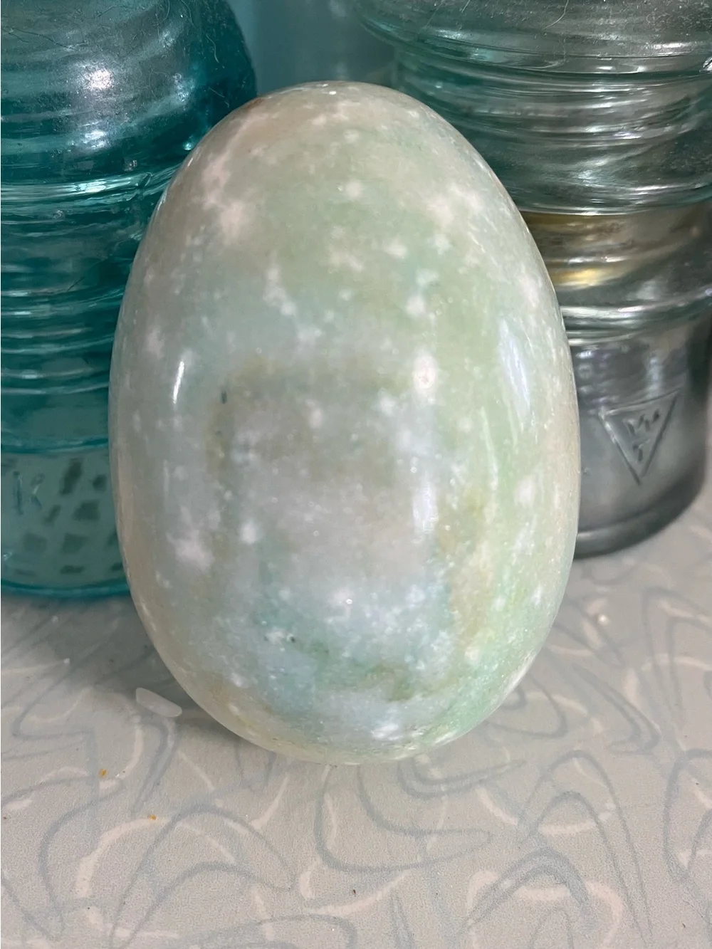 Polished Aqua Green Decorative marble alabaster stone Egg